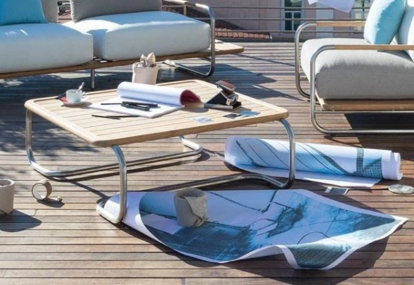 mobilier de jardin table basse acier inoxydable