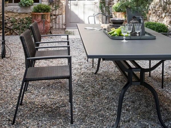 mobilier de jardin table bois acier