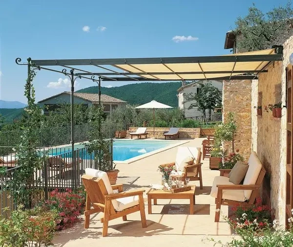 pergola avec mobilier en teck unopiu